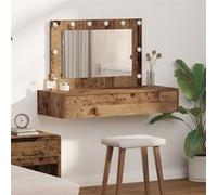 Table de Dressing Murale avec Lumières LED Bois Vieilli