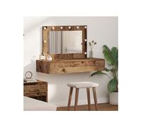 Table de Dressing Murale avec Lumières LED Bois Vieilli