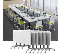 Table de Formation modulaire Pliante avec roulettes silencieuses - Table de conférence Polyvalente pour réunions, Pack de 1/2/4/6/8, Plateau Rabattable et Mobile, idéale pour Les salles de f