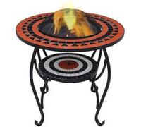 vidaXL Table de foyer mosaïque Terre cuite et blanc 68 cm céramique