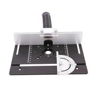 Table de fraisage - Plaque d'insertion - Plaque d'insertion pour défonceuse - Alliage d'aluminium avec échelle claire - Jauge d'onglet à 180° - Rotation à 180° - 24 x 20 cm - Noir