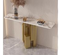 Table de Hall D'entrée Étroite avec Base Géométrique, Console D'entrée de Couloir Industrielle, Meuble D'Entrée en Faux Marbre, pour Couloir Salon(Gold 1,120cm/47.2in)