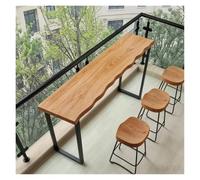 Table De Hauteur De Bar Industrielle, Table À Manger Live Edge, Plateau De Bar En Bois Massif, Table De Pub Rectangulaire - Hauteur De Comptoir Haute, Table De Bar Longue Rustique(L120xW45xH105cm)