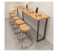 Table De Hauteur De Bar Industrielle, Table À Manger Live Edge, Plateau De Bar En Bois Massif, Table De Pub Rectangulaire - Hauteur De Comptoir Haute, Table De Bar Longue Rustique(L220xW45xH105cm)