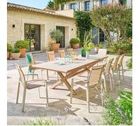 Hespéride - Table de Jardin Extensible Axiome Argile/Miel - 10 Places - Aluminium Traité Epoxy Antirouille - Meuble d'Extérieur à Rallonge Automatique