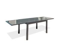 DCB Garden Table de jardin Tolede – Aluminium, plateau en verre, gris anthracite 135/270 x 90 cm
