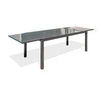Table de jardin 12 places en aluminium et plateau verre