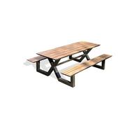 Table de Jardin & 2 Bancs "Vancouver" 210cm Gris Anthracite