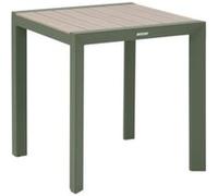 Hespéride – Table de jardin carrée Evasion – Alu – 2 places – Effet bois lin et laurier