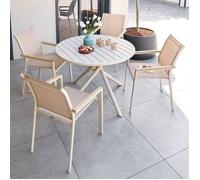 Hespéride Table de jardin NEBULLIA ronde D105 cm 4 places Aluminium traité époxy anti-rouille Argile
