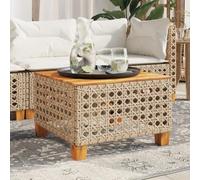 Table de Jardin,55x55x36 cm en Rotin Synthétique et Bois d'Acacia,Table de Jardin Exterieur Résistante aux Intempéries,Design Modulable,Table Exterieur pour Jardin,Terrasse,Patio,Beige et Marron