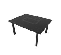 Table de jardin 6 a 8 personnes 150 X 120 X 75cm Noir effet marbré
