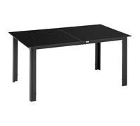 Table De Jardin 6 Personnes 150l X 90l X 74h Cm Alu. Verre Trempé Noir Noir
