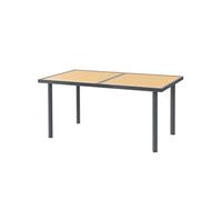 Outsunny Table de jardin pour 6 personnes – plateau effet bois rectangulaire, acier anti-rouille