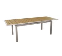 Table de jardin 8 à 10 personnes PROLOISIRS Louisiane 187 / 247 x 100 cm - Imitation Chêne / Crème