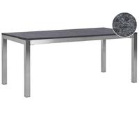 Table de Jardin à Plateau Triple en Granit 180 x 90 cm Noir et Argenté Grosseto