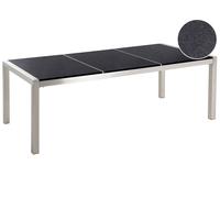 Table de Jardin à Plateau Triple en Granit 200 x 100 cm Noir et Argenté Grosseto