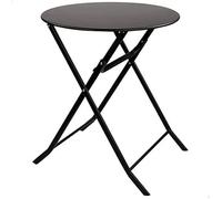 Table de jardin - AKTIVE - Ronde pliante - Métal - Ø60 cm - 2 personnes - Noir/Blanc