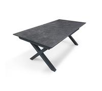 Table de jardin alu plateau céramique sur verre