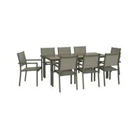 Table de jardin aluminium + 8 assises - Capua 180cm - kaki - 8 places - 1 grande table rectangulaire. 8 fauteuils empilables