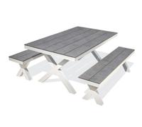Table de jardin en aluminium et plateau hpl - blanc