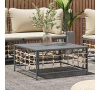 Table de Jardin Anthracite 70x70x34 cm en Résine Tressée, Table Basse d'Extérieur Modulaire pour Terrasse et Balcon, Cadre Acier Robuste, Facile à Nettoyer et Résistante aux Intempéries