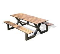 DCB Garden Table de jardin Vancouver 174 x 210 cm aluminium avec 2 bancs gris anthracite