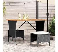 Table de jardin bois d'acacia noir dessus 105x75x72cm extérieur repas 4104138