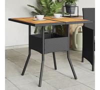 Table de jardin dessus en verre noir 80x80x75 cm résine tressée