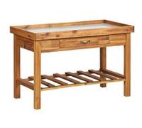Table de jardin avec dessus en zinc Bois solide d acacia Marron G