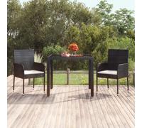 vidaXL Table de jardin dessus en bois Noir 190x90x75 cm Résine tressée 319905