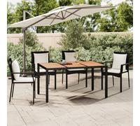 Vidaxl Table De Jardin Dessus En Verre Noir 190x90x75cm Résine Tressée