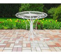 Table De Jardin Avec Plateau Rond En Métal Blanc Blanc