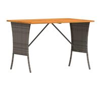 Table de jardin avec surface en bois et rotin PE gris 105 x 75 x 72 cm | Structure en acier robuste, rotin PE léger, acacia durable, utilisation extérieure, lignes simples