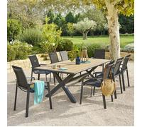 Table de jardin ""Axiome"" eucalyptus & graphite 8 places - Hespéride