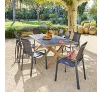 Table de jardin AXIOME Honey Graphite 8 places - Aluminium traité époxy Hespéride