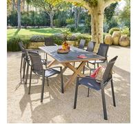 Table de jardin ""Axiome"" honey & graphite 8 places en aluminium - Hespéride