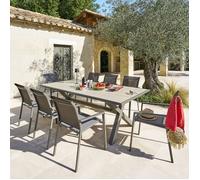 Hespéride - Table de Jardin axiome Praline et Marron 8 Places en Aluminium