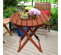 Petite table de jardin table d'appoint en bois table de balcon petite ronde, eucalyptus pliable 100% FSC huilé, DxH 45x50 cm