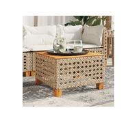 vidaXL Table de jardin 55x55x36 cm résine tressée et bois d'acacia beige