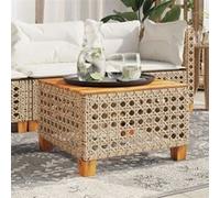 Vidaxl Table De Jardin Beige 55x55x36 Cm Résine Tressée Et Bois Acacia