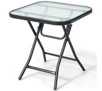 Table De Jardin Bistro Pliante 46,5 X 46,5 X 42 Cm En Verre Et Acier Pour Intérieur Extérieur Patio Balcon Charge 25 Kg Noir Helloshop26 20_0009416 Multicolore