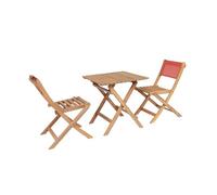 Table de jardin bistrot enfant bois d'acacia + 2 assises terracotta - Elise