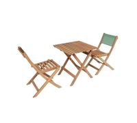 Table de jardin bistrot enfant bois d'acacia + 2 assises vert de gris - Elise