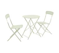 Table de jardin bistrot pliante ronde acier + 2 assises vert - Balconea