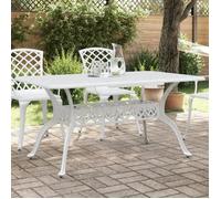 Table de jardin blanc 150x90x72 cm aluminium coulé