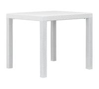 Table de Jardin Blanc 79x79x72 cm en Plastique Résistant aux Intempéries avec Design Aspect Rotin - Idéal pour Terrasse, Jardin et Camping Facile Nettoyer et à Assembler