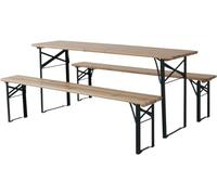 Table de Jardin Brasserie Pliante avec 2 bancs Lisbonne - 176 x 46 x 75 cm - Marron