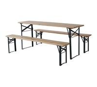 Table de jardin brasserie pliante avec 2 bancs " Lisbonne " - 176 x 46 x 75 cm - Marron Marron G
