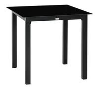 Table De Jardin Carr?E 4 Personnes Dim. 80l X 80l X 74h Cm Alu. Plateau Verre Tremp? Noir
